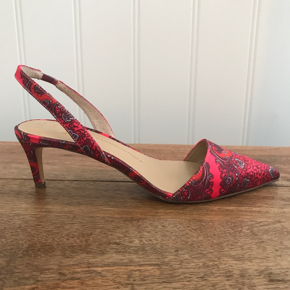 Banana Republic Red Paisley Pointed-Toe Slingback Flats - Picture 3 of 5